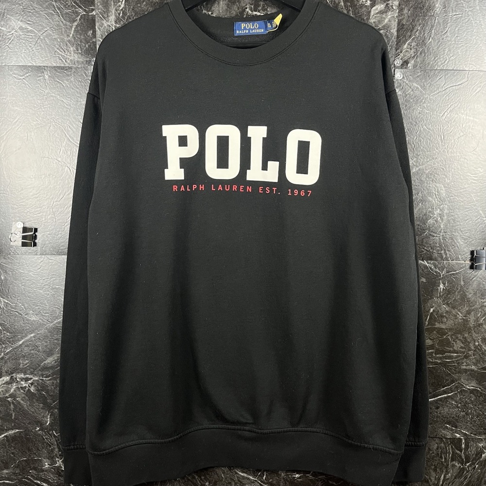 Polo Ralph Lauren Men's Black Spell Logo Fleece Sweatshirt 2XL